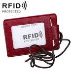 KB153 Porte-cartes en cuir antimagnetique RFID avec badge d'identité et lanière