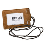 KB153 Porte-cartes en cuir antimagnetique RFID avec badge d'identité et lanière