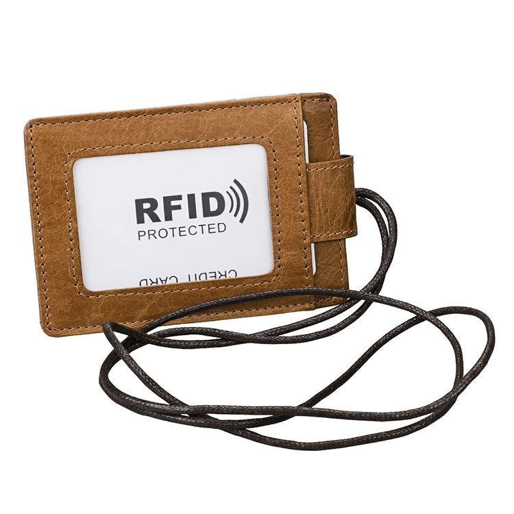 KB153 Porte-cartes en cuir antimagnetique RFID avec badge d'identité et lanière