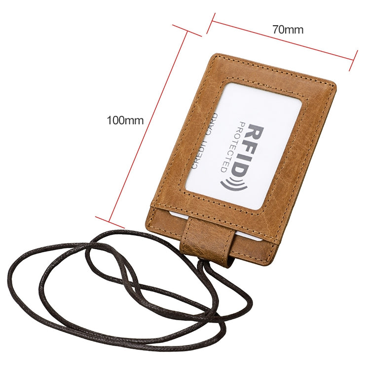 KB153 Porte-cartes en cuir antimagnetique RFID avec badge d'identité et lanière