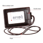 KB153 Porte-cartes en cuir antimagnetique RFID avec badge d'identité et lanière