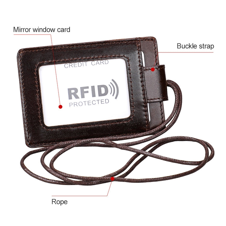 KB153 Porte-cartes en cuir antimagnetique RFID avec badge d'identité et lanière