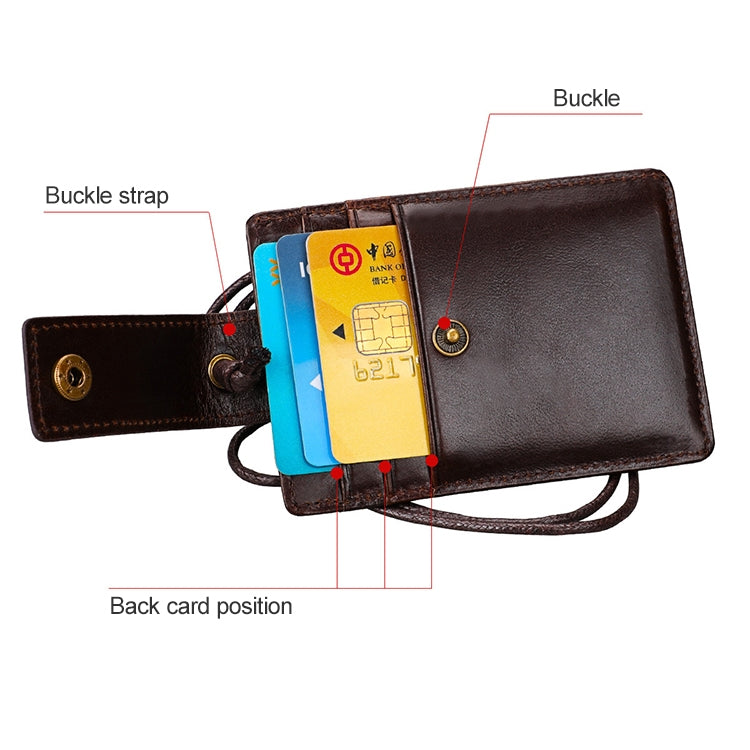 KB153 Porte-cartes en cuir antimagnetique RFID avec badge d'identité et lanière