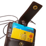 KB153 Porte-cartes en cuir antimagnetique RFID avec badge d'identité et lanière