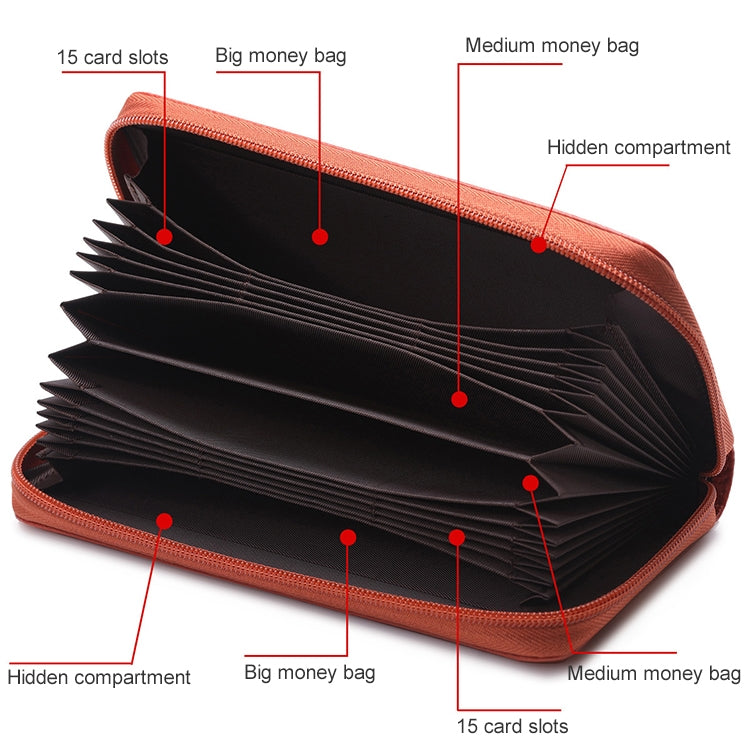 Portefeuille Femme Grande Capacité Antimagnétique RFID Texture Litchi 902 avec Emplacements pour Cartes et Sac Téléphone