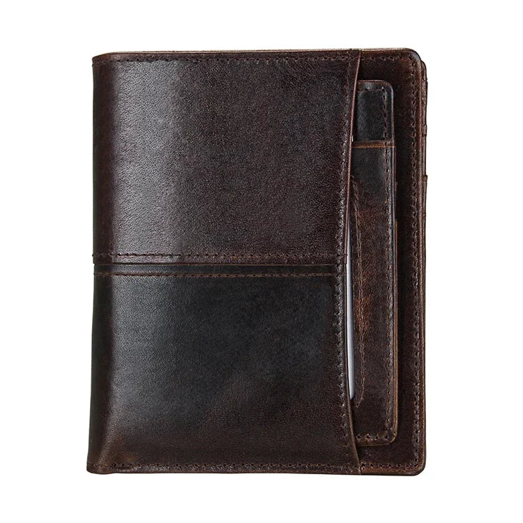 8232 Portefeuille en cuir huilé pour homme antimagnetique RFID avec porte-cartes détachable, 8232