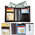 8232 Portefeuille en cuir huilé pour homme antimagnetique RFID avec porte-cartes détachable, 8232