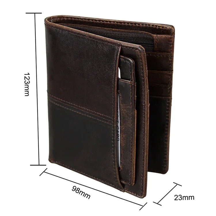 8232 Portefeuille en cuir huilé pour homme antimagnetique RFID avec porte-cartes détachable, 8232