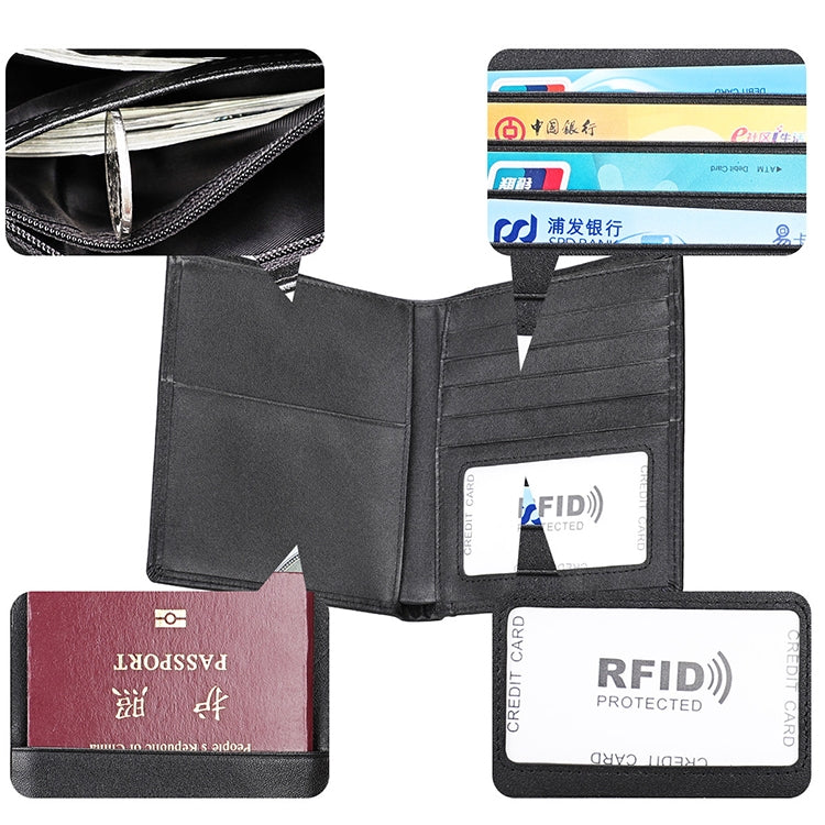 Portefeuille Multi-fonction en Cuir Texture Crazy Horse Antimagnétique RFID 8235