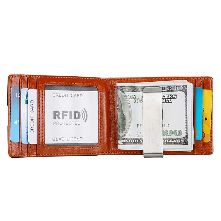 Portefeuille en Cuir Texture Crazy Horse Mini Antimagnétique RFID 9602, 9602