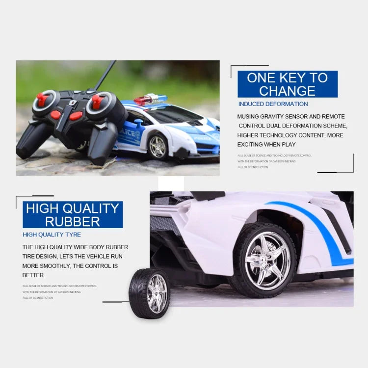 Voiture miniature de police à 4 canaux, déformable à distance (modèle 1023), jouet