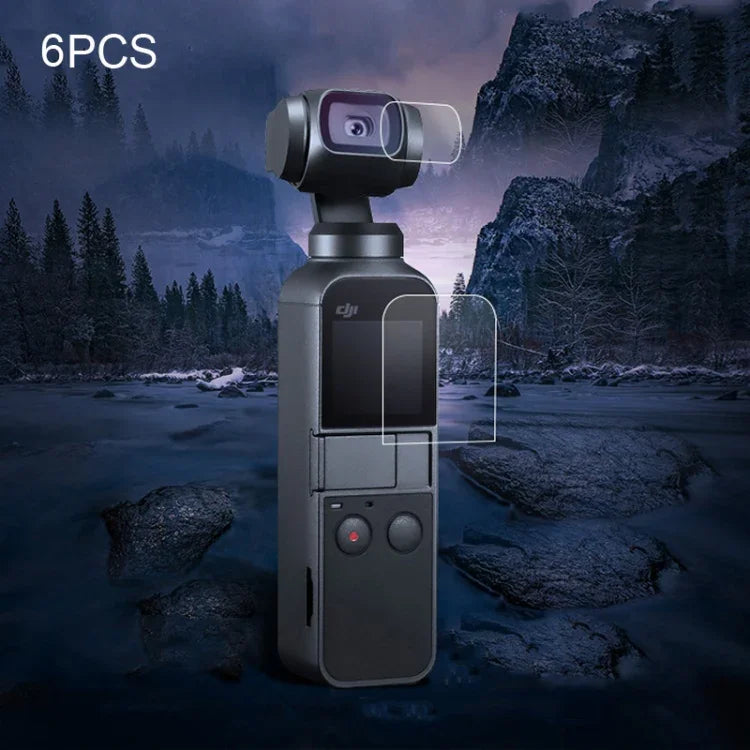Lot de 6 protections d'objectif + film protecteur d'écran en verre trempé pour stabilisateur DJI OSMO Pocket