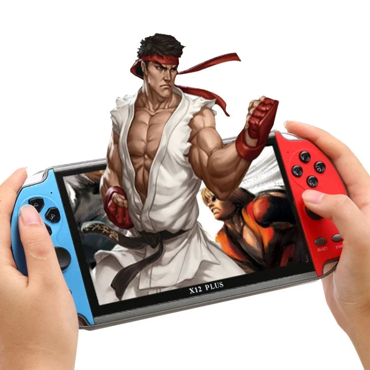 Console de jeux portable rétro Powkiddy X12 Plus avec écran HD 7 pouces et 16 Go de mémoire, compatible MP4 et e-books.