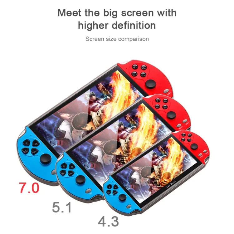 Console de jeux portable rétro Powkiddy X12 Plus avec écran HD 7 pouces et 16 Go de mémoire, compatible MP4 et e-books.