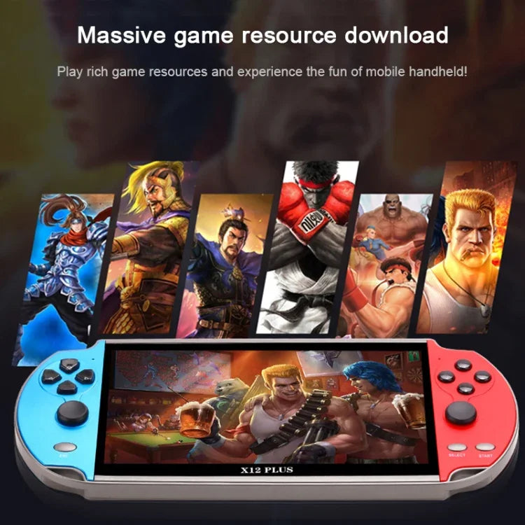 Console de jeux portable rétro Powkiddy X12 Plus avec écran HD 7 pouces et 16 Go de mémoire, compatible MP4 et e-books.