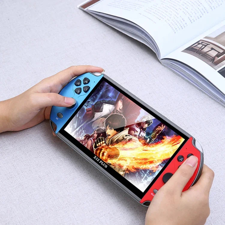 Console de jeux portable rétro Powkiddy X12 Plus avec écran HD 7 pouces et 16 Go de mémoire, compatible MP4 et e-books.