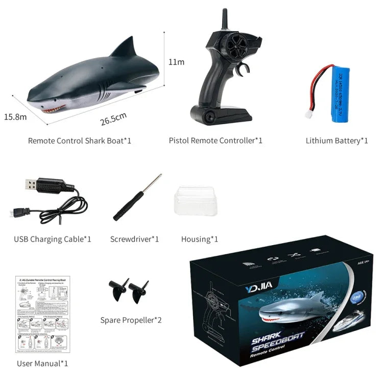 Bateau télécommandé YDJ-818 2.4G en forme de requin, YDJ-818