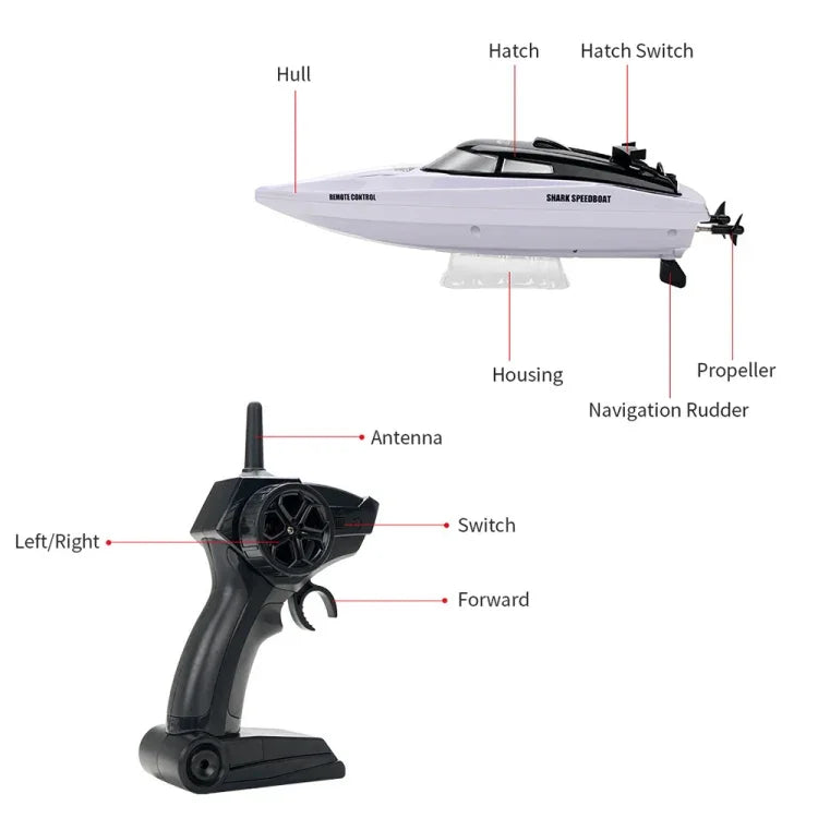 Bateau télécommandé YDJ-818 2.4G en forme de requin, YDJ-818