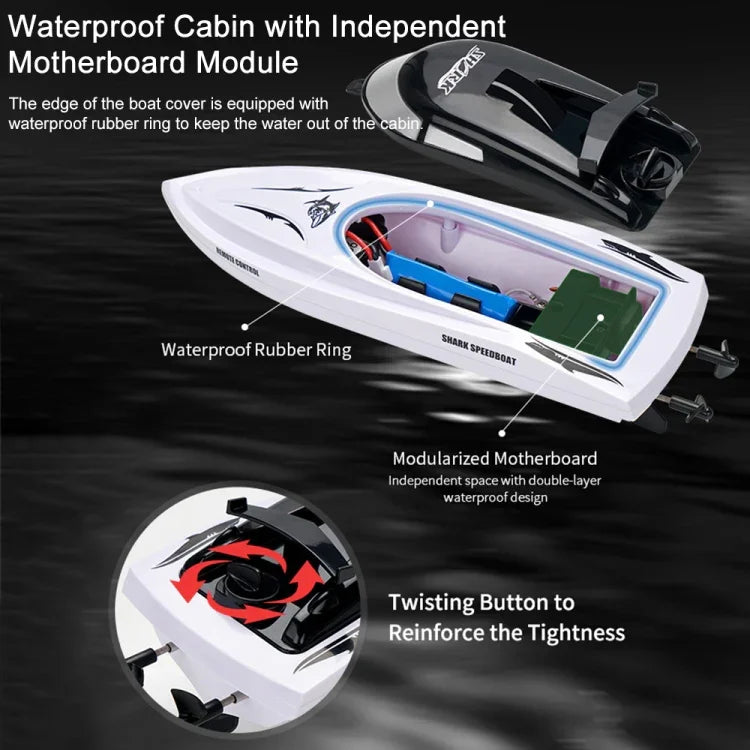 Bateau télécommandé YDJ-818 2.4G en forme de requin, YDJ-818