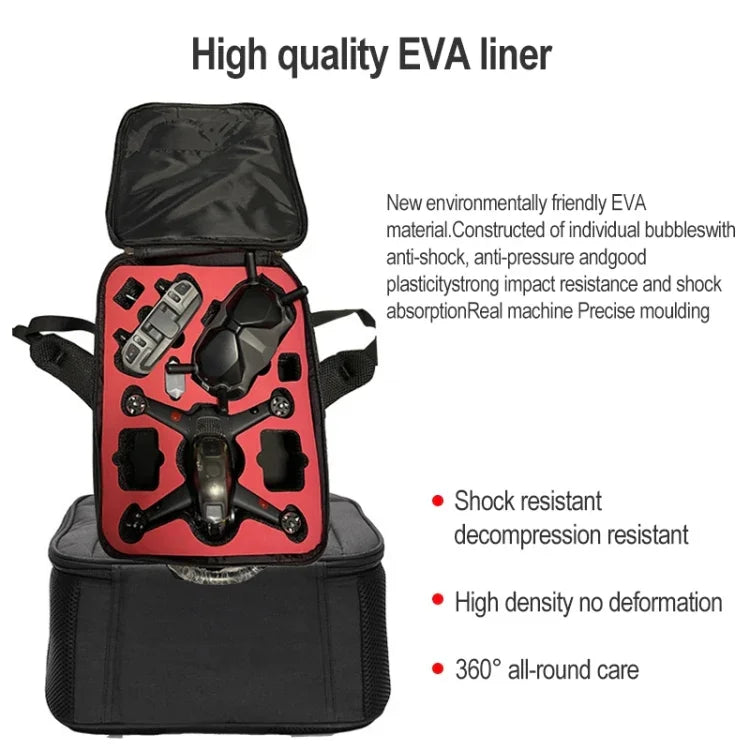 Sac à dos de rangement DJI FPV Combo, résistant aux chocs, à l'usure et aux éclaboussures, en nylon. Sac de transport résistant aux éclaboussures.