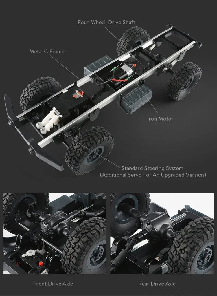 Camion militaire tout-terrain JJR/C Q60 Transporter-1, miniature 1:16, radiocommandée 2,4 GHz, 6 roues motrices, chenillée, jouet Q60