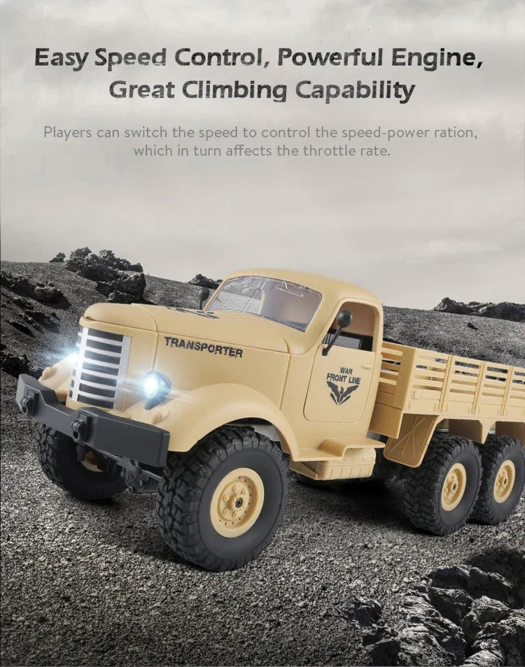 Camion militaire tout-terrain JJR/C Q60 Transporter-1, miniature 1:16, radiocommandée 2,4 GHz, 6 roues motrices, chenillée, jouet Q60