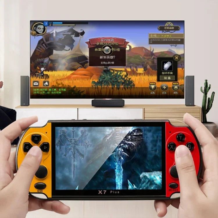 Console de jeux portable rétro X7 Plus avec écran HD 5,1 pouces et 8 Go de mémoire, compatible MP4/ebook, X7 Plus (Jaune + Rouge), X7 Plus (Jaune), X7 Plus (Bleu + Rouge), X7 Plus (Bleu), X7 Plus (Rouge)