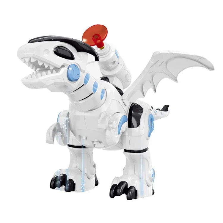 Dinosaure de combat électromécanique pour enfants, modèle de dinosaure, marche, éclairage, sons et lance des balles en mousse.