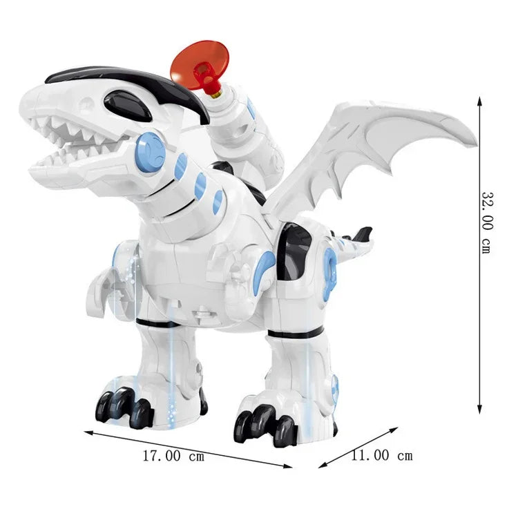 Dinosaure de combat électromécanique pour enfants, modèle de dinosaure, marche, éclairage, sons et lance des balles en mousse.