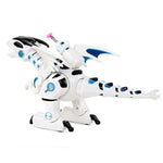 Dinosaure de combat électromécanique pour enfants, modèle de dinosaure, marche, éclairage, sons et lance des balles en mousse.