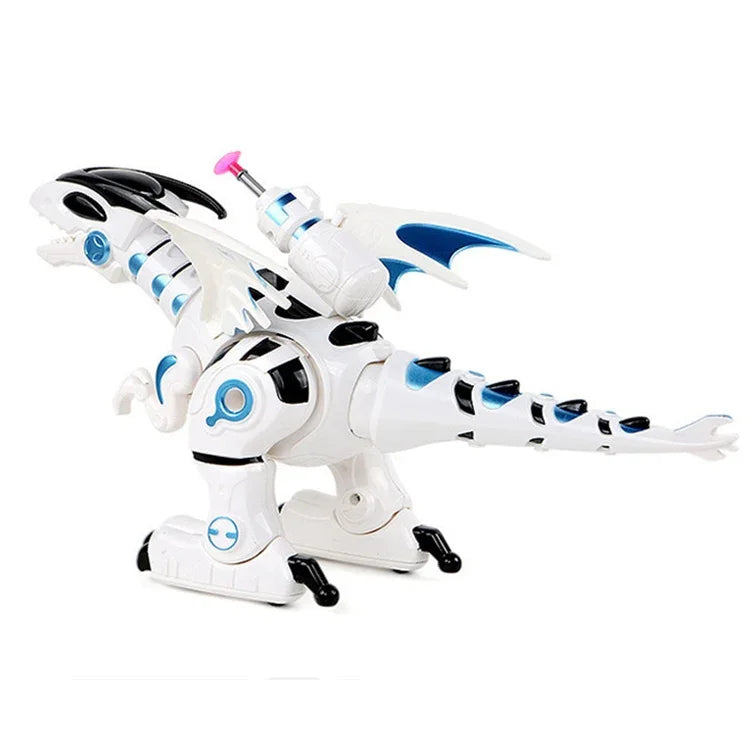Dinosaure de combat électromécanique pour enfants, modèle de dinosaure, marche, éclairage, sons et lance des balles en mousse.