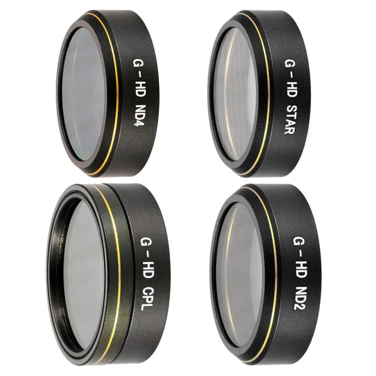 Kits de filtres d'objectif 4 en 1 HD pour drone DJI Phantom 4 Pro : effet étoile + ND2 + ND4 + CPL