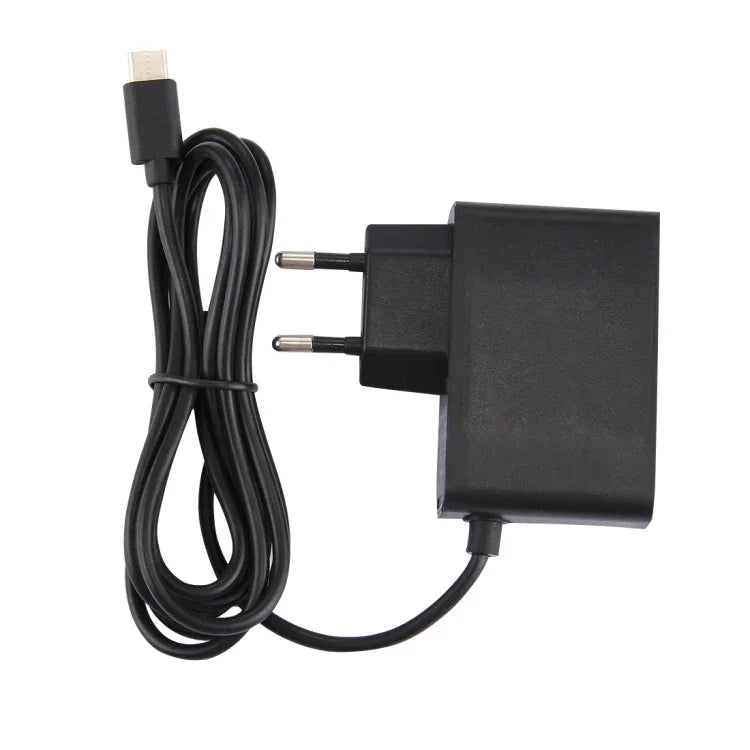 Adaptateur secteur pour console Nintendo Switch (NS), alimentation 5 V CC, câble de 1,5 m, prise européenne (noir).
