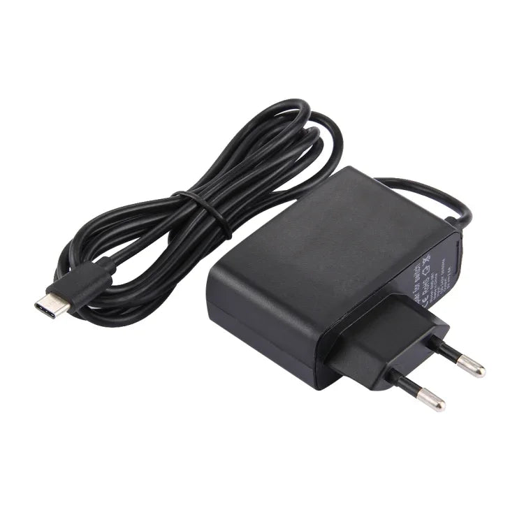 Adaptateur secteur pour console Nintendo Switch (NS), alimentation 5 V CC, câble de 1,5 m, prise européenne (noir).