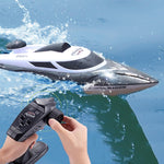 Bateau de course haute vitesse HongXunJie HJ806 2,4 GHz à refroidissement liquide avec télécommande, fonction de retournement automatique et portée de 200 m.