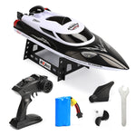 Bateau de course haute vitesse HongXunJie HJ806 2,4 GHz à refroidissement liquide avec télécommande, fonction de retournement automatique et portée de 200 m.