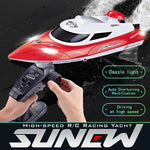 Bateau de course haute vitesse HongXunJie HJ806 2,4 GHz à refroidissement liquide avec télécommande, fonction de retournement automatique et portée de 200 m.