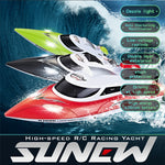 Bateau de course haute vitesse HongXunJie HJ806 2,4 GHz à refroidissement liquide avec télécommande, fonction de retournement automatique et portée de 200 m.