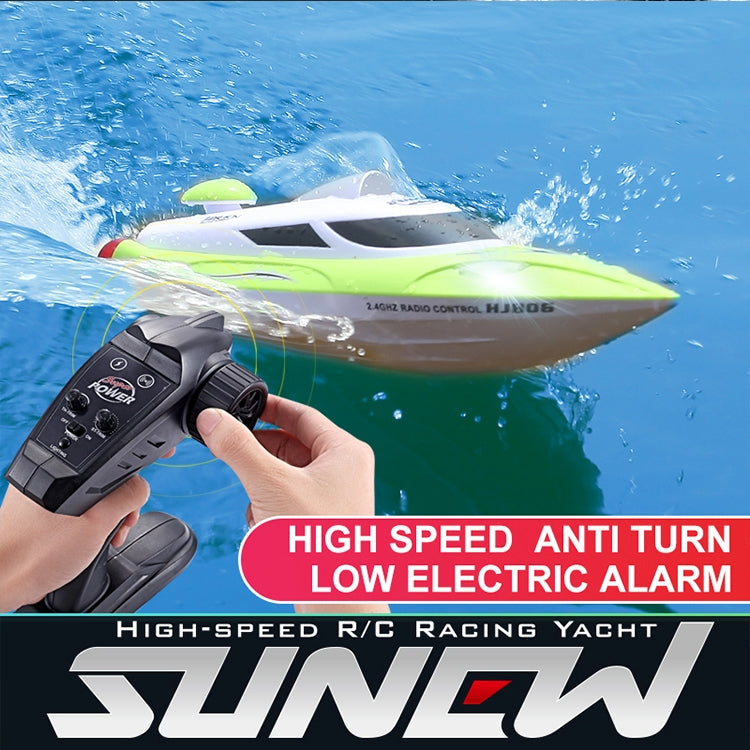 Bateau de course haute vitesse HongXunJie HJ806 2,4 GHz à refroidissement liquide avec télécommande, fonction de retournement automatique et portée de 200 m.