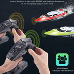 Bateau de course haute vitesse HongXunJie HJ806 2,4 GHz à refroidissement liquide avec télécommande, fonction de retournement automatique et portée de 200 m.