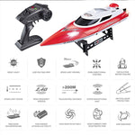 Bateau de course haute vitesse HongXunJie HJ806 2,4 GHz à refroidissement liquide avec télécommande, fonction de retournement automatique et portée de 200 m.