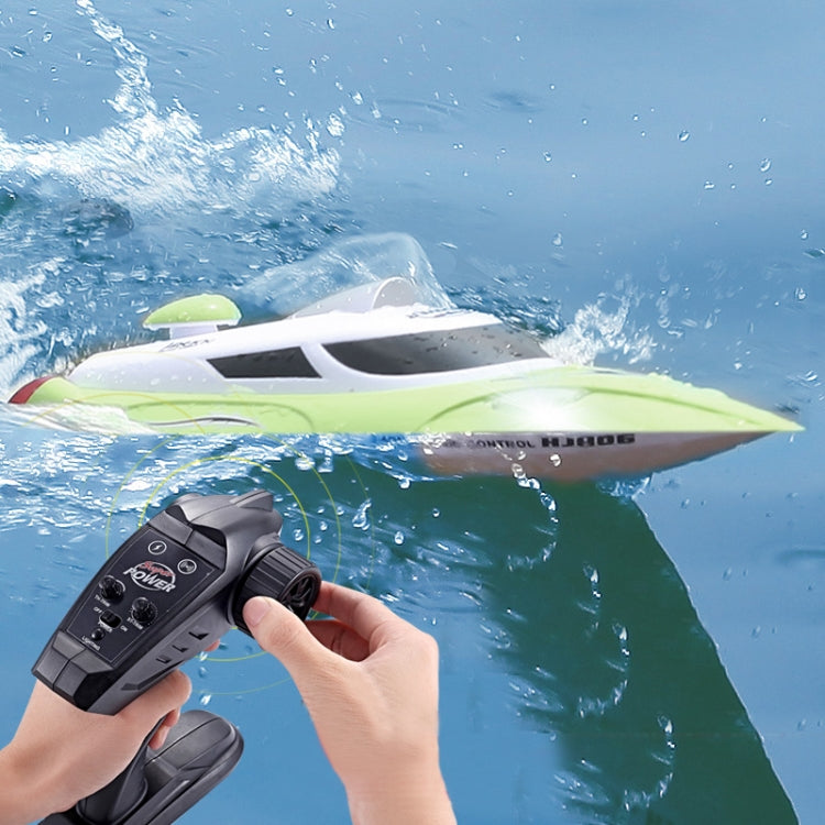 Bateau de course haute vitesse HongXunJie HJ806 2,4 GHz à refroidissement liquide avec télécommande, fonction de retournement automatique et portée de 200 m.