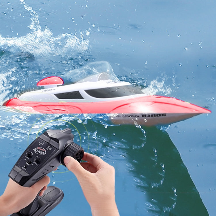 Bateau de course haute vitesse HongXunJie HJ806 2,4 GHz à refroidissement liquide avec télécommande, fonction de retournement automatique et portée de 200 m.