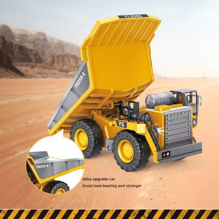 MoFun 1048 2.4G remote control nine-channel cargo construction vehicle 1:24 multi-function mining truck dumper, 1048(Silver)