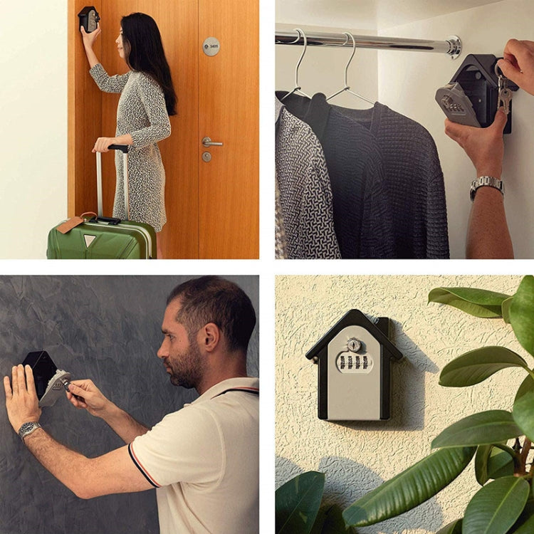Coffre de rangement mural en forme de cabane avec serrure à code et 1 clé