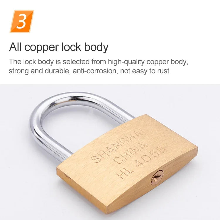 Cadenas en cuivre petit verrou, Style : Verrou long, 30mm non ouvert, Long, 30mm non ouvert
