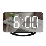 TS-8201-W Miroir de maquillage LED multifonctionnel Horloge de bureau Alarme électronique photosensible automatique