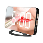TS-8201-W Miroir de maquillage LED multifonctionnel Horloge de bureau Alarme électronique photosensible automatique