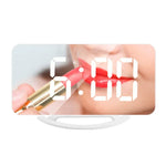 TS-8201-W Miroir de maquillage LED multifonctionnel Horloge de bureau Alarme électronique photosensible automatique