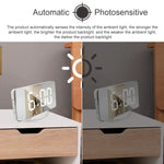 TS-8201-W Miroir de maquillage LED multifonctionnel Horloge de bureau Alarme électronique photosensible automatique